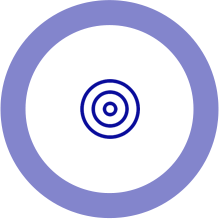 A target symbol with a solid blue outer ring and a small set of concentric circles in the center.